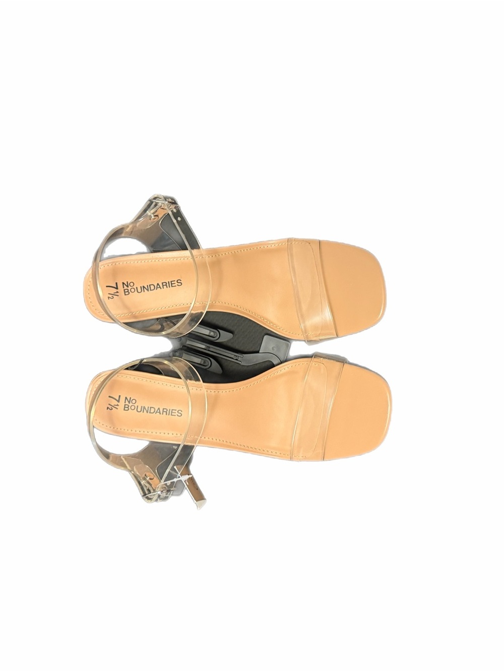 No Boundaries Tan Clear Strap Block Heel Sandals